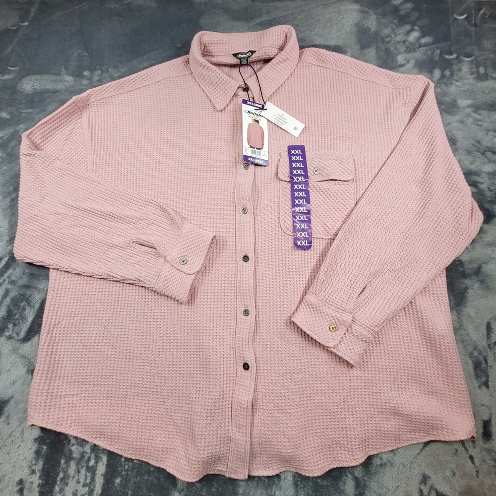 Buffalo David Bitton Womens XXL Waffle Knit Button Up Midday Rose Shirt NWT - Picture 1 of 7